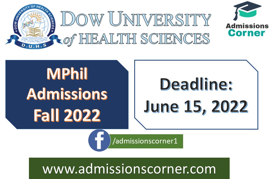 Dow University Of Health Sciences MPhil Admissions 2022