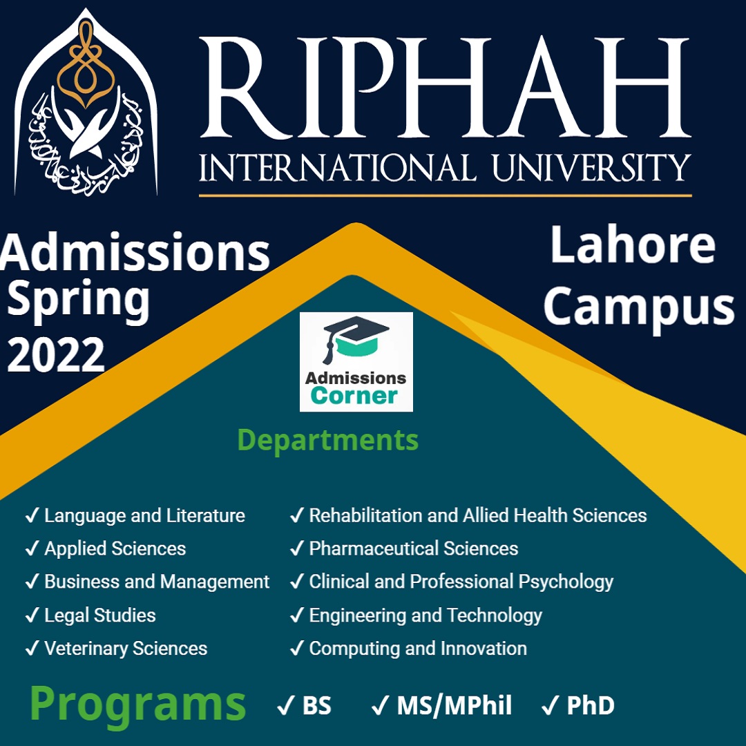 riphah international university phd admission 2022