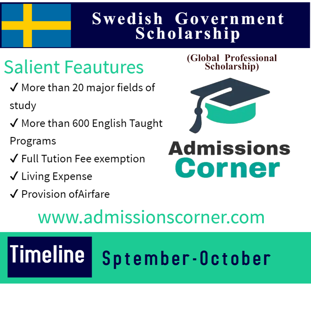 Swedish Government Scholarship 2024 Fully Funded - Admissions Corner