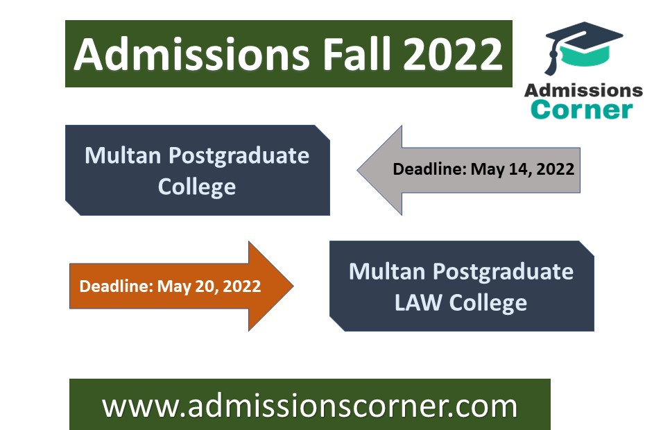 Multan Postgraduate College Admissions 2022 - Admissions Corner