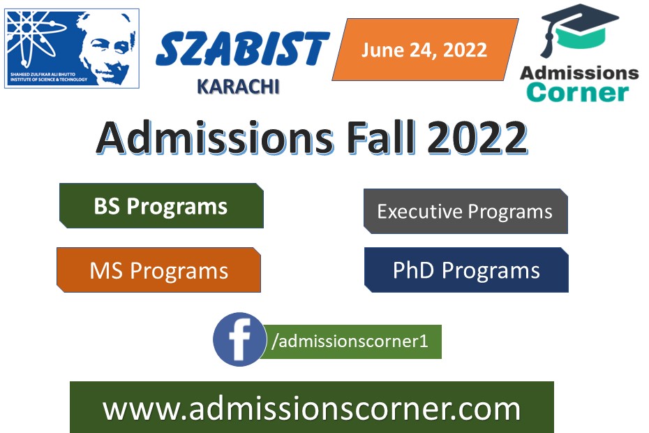 Szabist karachi admissions fall 2022 admissions corner