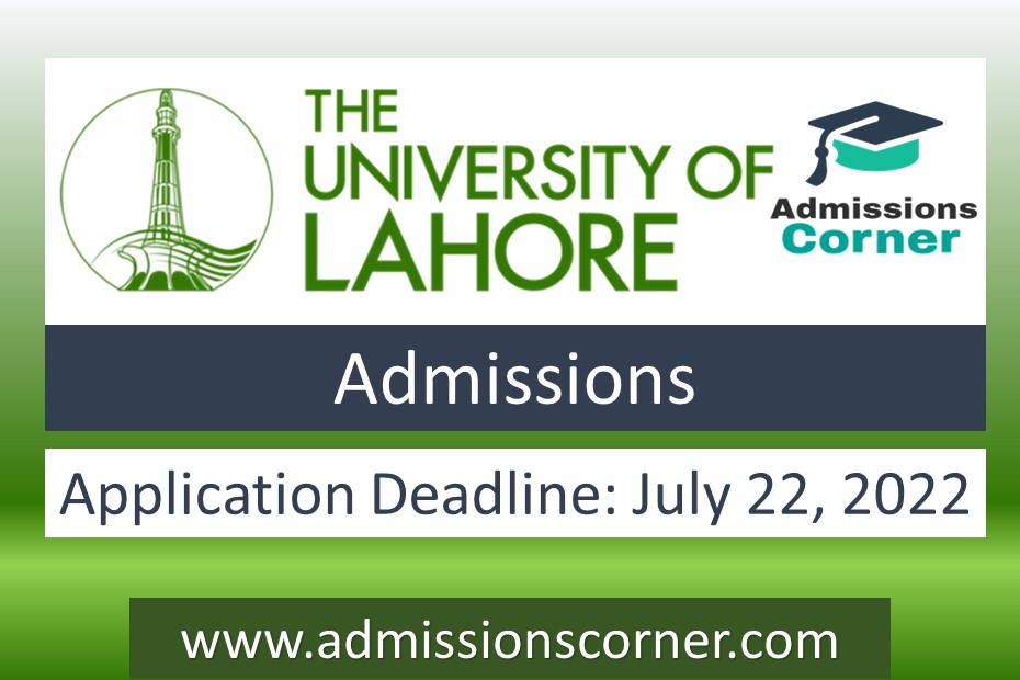 University Of Lahore - Admission Open (Fall-2021) Last Date to Apply:  26-10-2021 Link for Online Form Submission: admissions.uol.edu.pk For more  information, please call 042 111 865 865