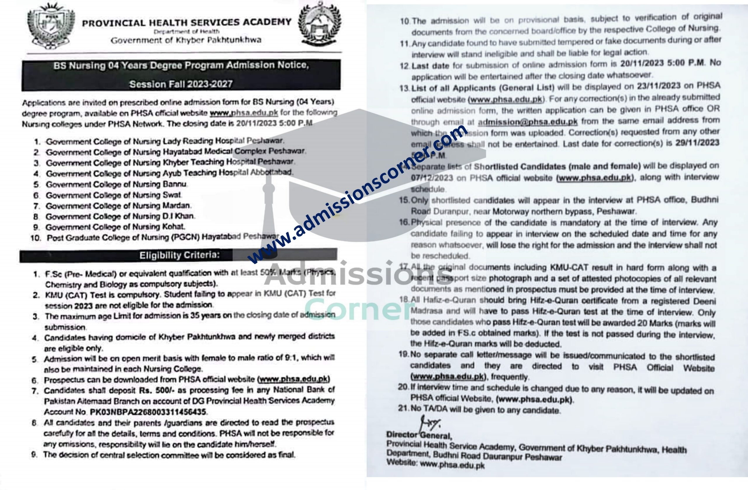 KPK Government Nursing Colleges Admissions 2024